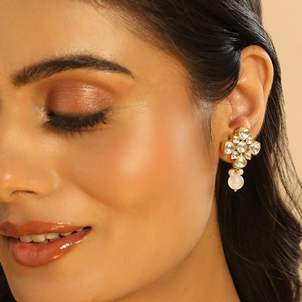 Nuyug 22K Gold Plated Kundan Paradise Stud Earrings