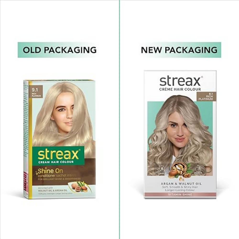 Streax Professional Permanent Hair Colour - 9.1 Rich Platinum - Dista