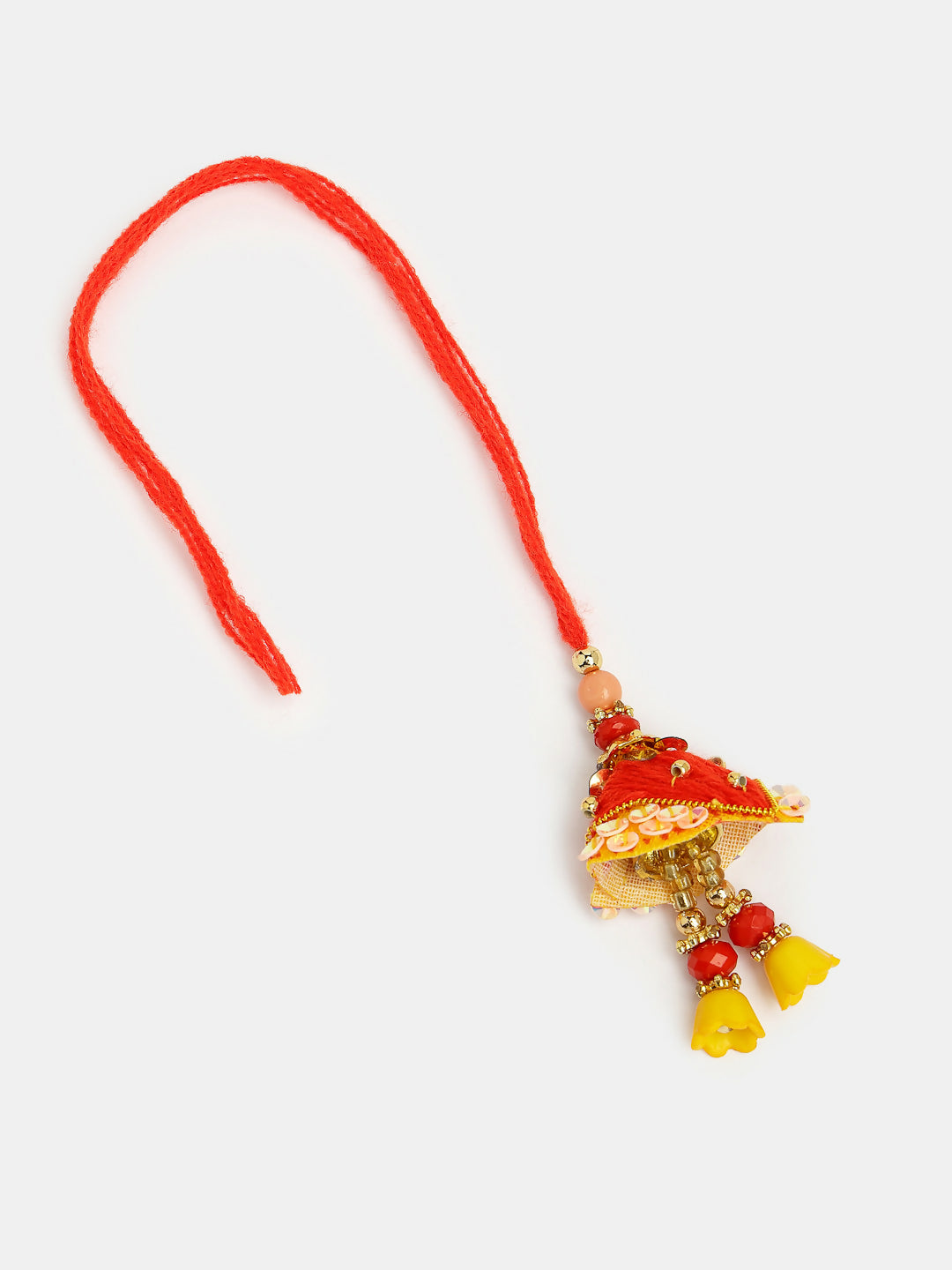 NVR Women Set of 2 Red Beaded Lumba Rakhi With Roli Chawal & Chocolate - Distacart