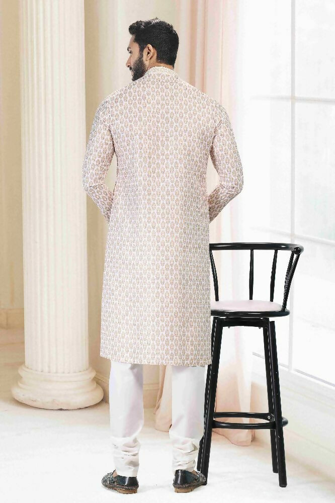 Raivat Ethnic Cotton Thread Work Kurta Pajama In Yellow Colour - Dista