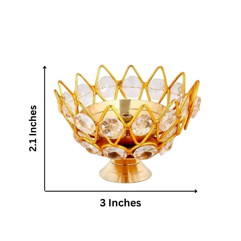Collectible India Diwali Diya Crystal Round Akhand Diya - Dista