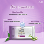Thumbnail for Lacto Calamine Oil Control Face Wipes, Makeup Remover Wipes With Neem & Aloe 30 Usable Wipes - Distacart