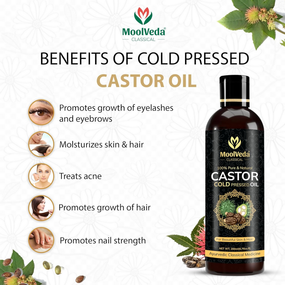 Moolveda Pure Cold Pressed Castor Hair Oil For Hair Growth - Distacart
