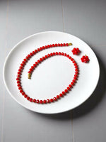 Thumbnail for Inhanns Crystal Bloom – Single Line Necklace + Studs - Dark Red - Distacart