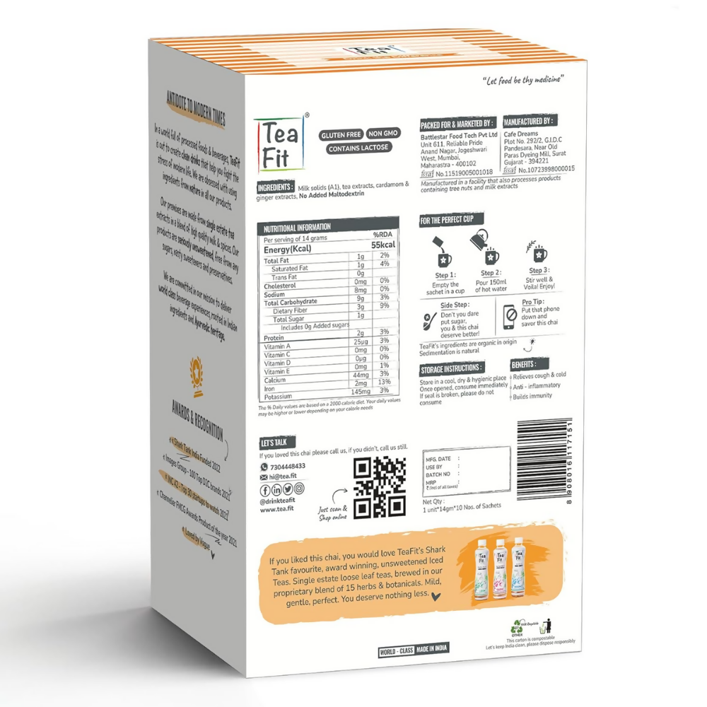 TeaFit No Sugar Instant Ginger Tea Premix - Distacart