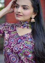 Thumbnail for Joban Fashion Wine Silk Embroidered Sharara Set - Distacart