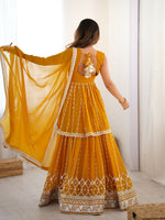 Thumbnail for Joban Fashion Yellow Lehenga Georgette Coding Dori with Sequence with Rivet Moti