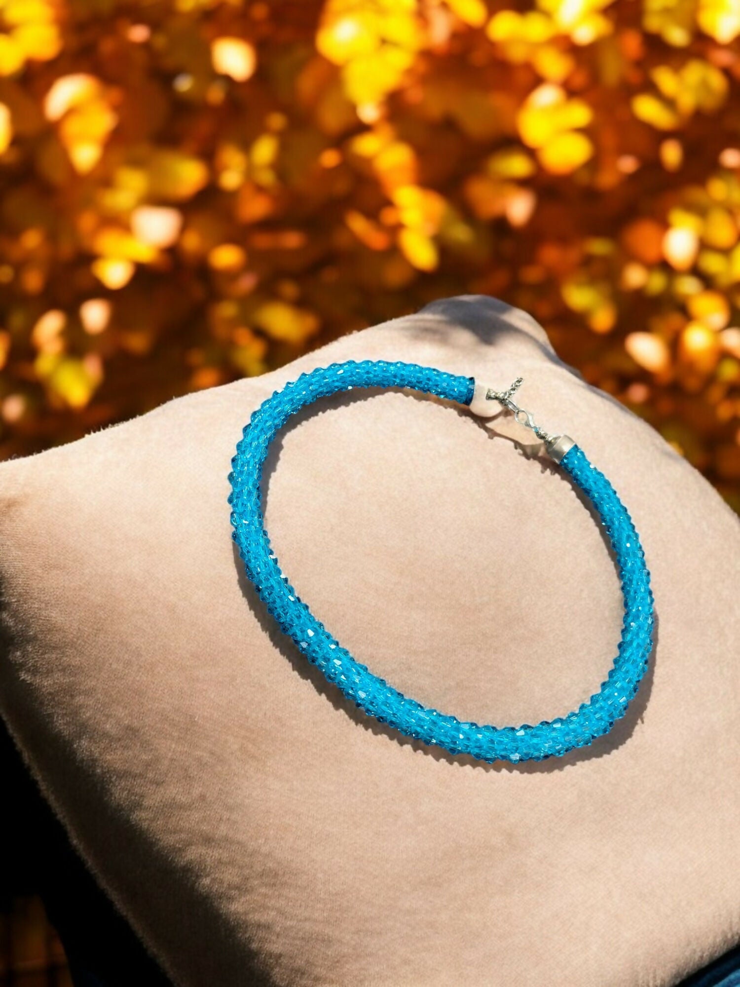 Inhanns Noor-E-Jalwa – Handmade Crystal Bead Necklace -Adjustable - Sky Blue Only Necklace - Distacart
