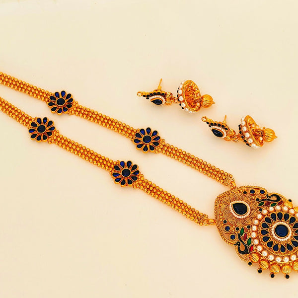 Blue Kemp Long Necklace Set For Weddings - Distacart