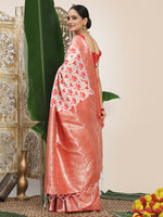Thumbnail for Astita Linen Cotton Red & White Saree