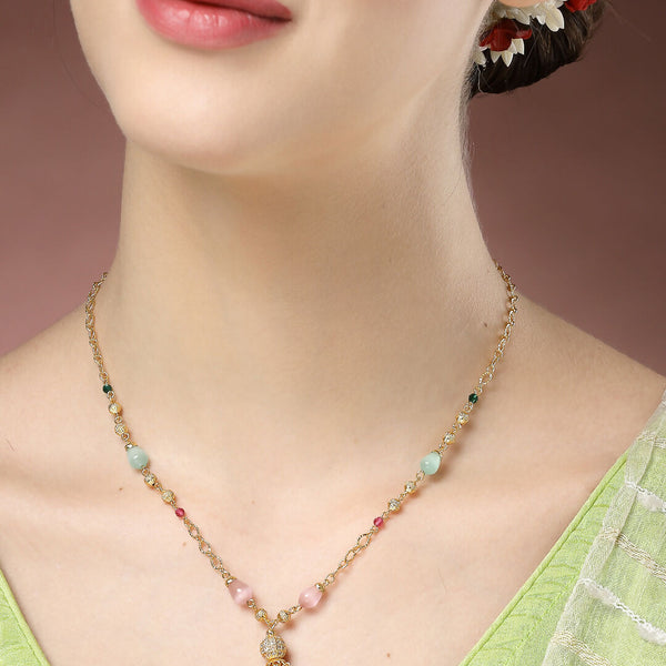 NVR Women's Multicolor Gold-Polished Minimal Chain - Distacart