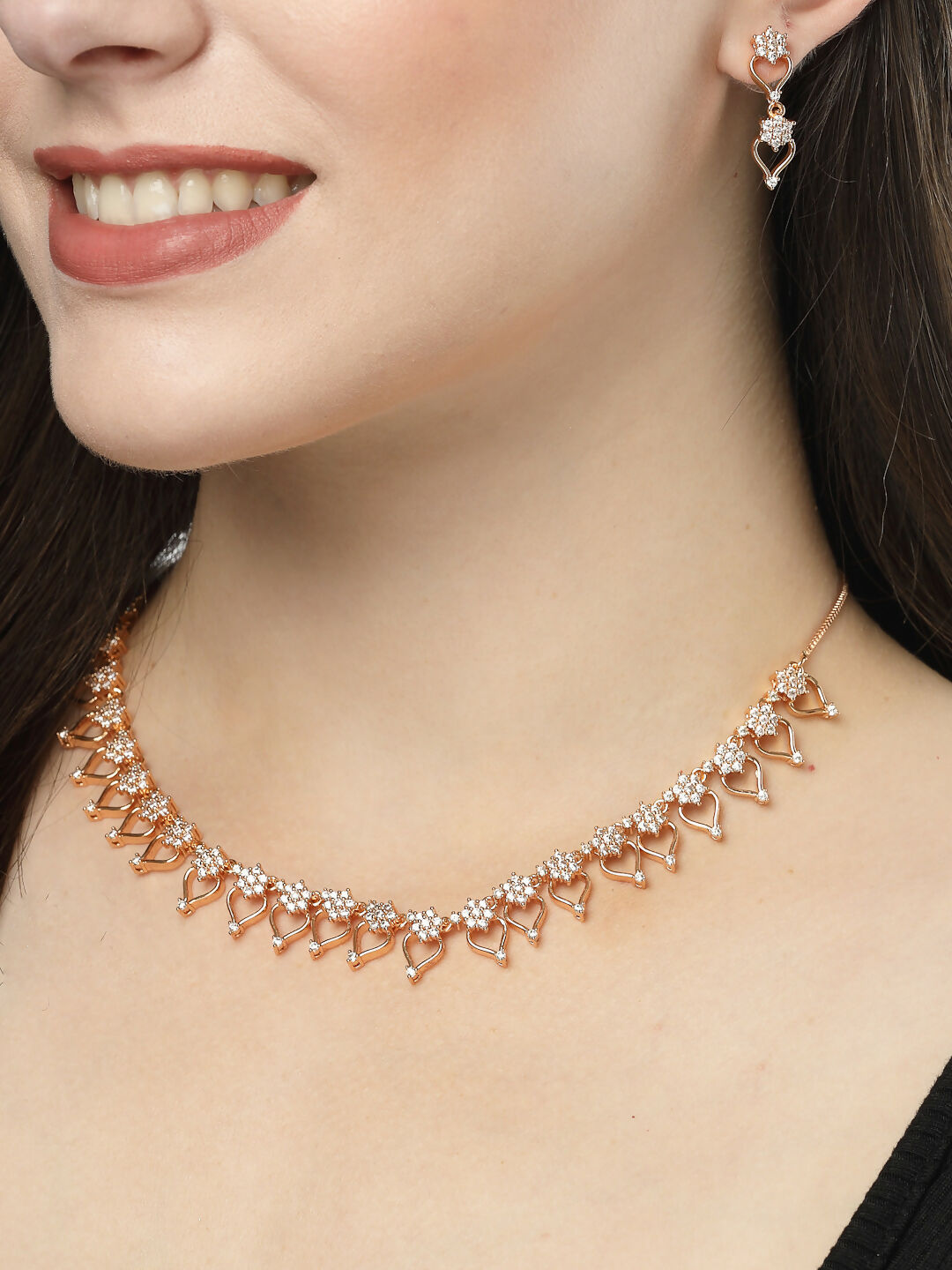 NVR Women's Gold-Plated American Diamond-Studded Handcrafted Jewellery Set - Distacart