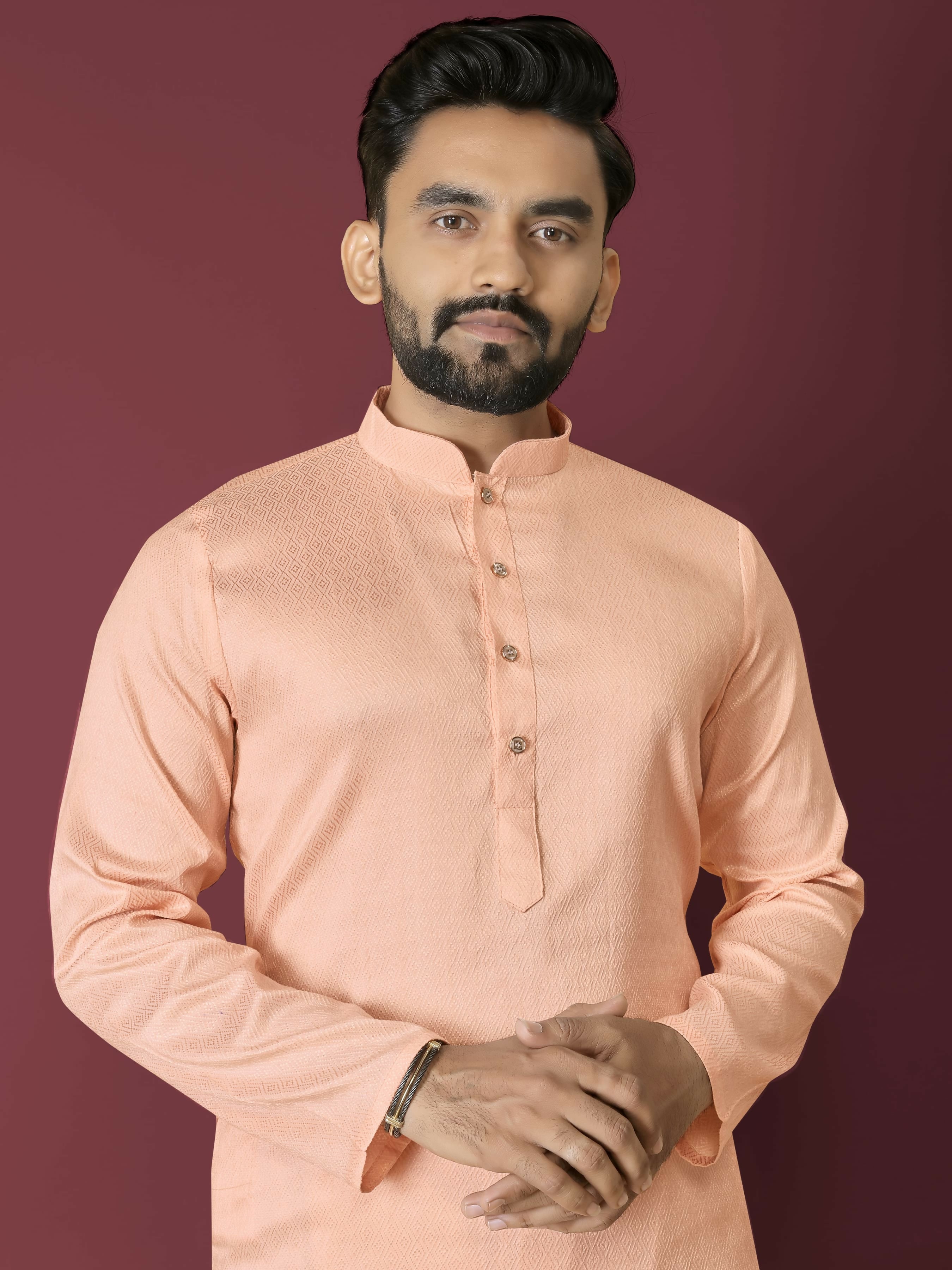 Anaita Orange Solid Soft Jacquard Silk Straight Kurta - Distacart