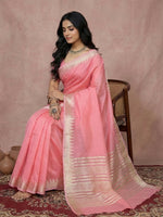 Thumbnail for Shree Shyam Fashion Coral Pink Cotton Saree - Distacart