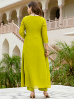 Thumbnail for The52 Liril Women's Beautiful Embroidered work Chinon Fabric with Flared Kurta, Pant and Dupatta Set - Distacart