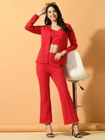 Thumbnail for Myshka Women's Pink Solid Coat With Trousers - Distacart