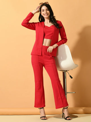 Myshka Women's Pink Solid Coat With Trousers - Distacart