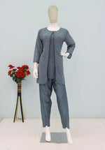 Thumbnail for Anaita Grey Faux Georgette Readymade 2 Piece Set with Embroidery Work - Distacart