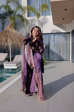 Thumbnail for Joban Fashion Maroon Velvet Embroidery Sequence Work Readymade Kurta Set - Distacart