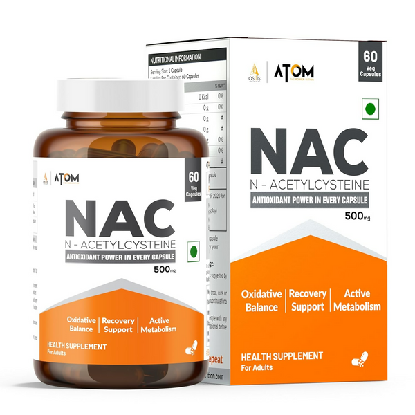 As-It-Is Atom Nac (N-Acetylcysteine) 500Mg Veg Capsules