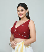 Thumbnail for Joban Fashion Women's Red Embroidered Stitched Blouse