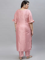 Thumbnail for Sztori V-Neck Bell Sleeves Straight Kurta With Trousers - Distacart