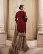 Thumbnail for Joban Fashion Maroon Sharara Georgette Sequence with Pearl work & Fancy Lace.