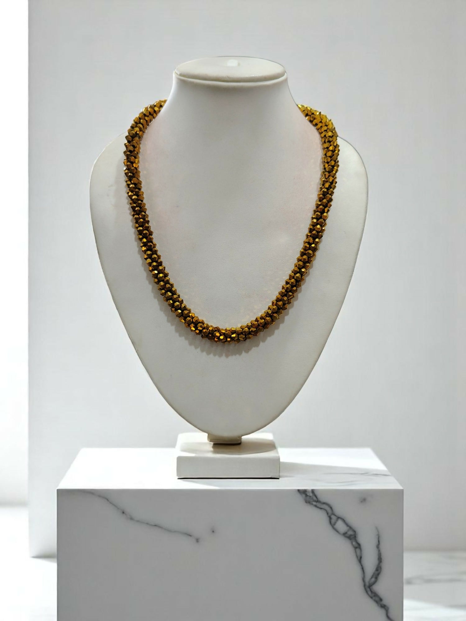 Inhanns Noor-E-Jalwa – Handmade Crystal Bead Necklace -Adjustable - Golden Only Necklace - Distacart
