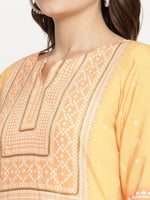 Thumbnail for Ahalyaa Women Yellow Crepe Digital Print Kurti