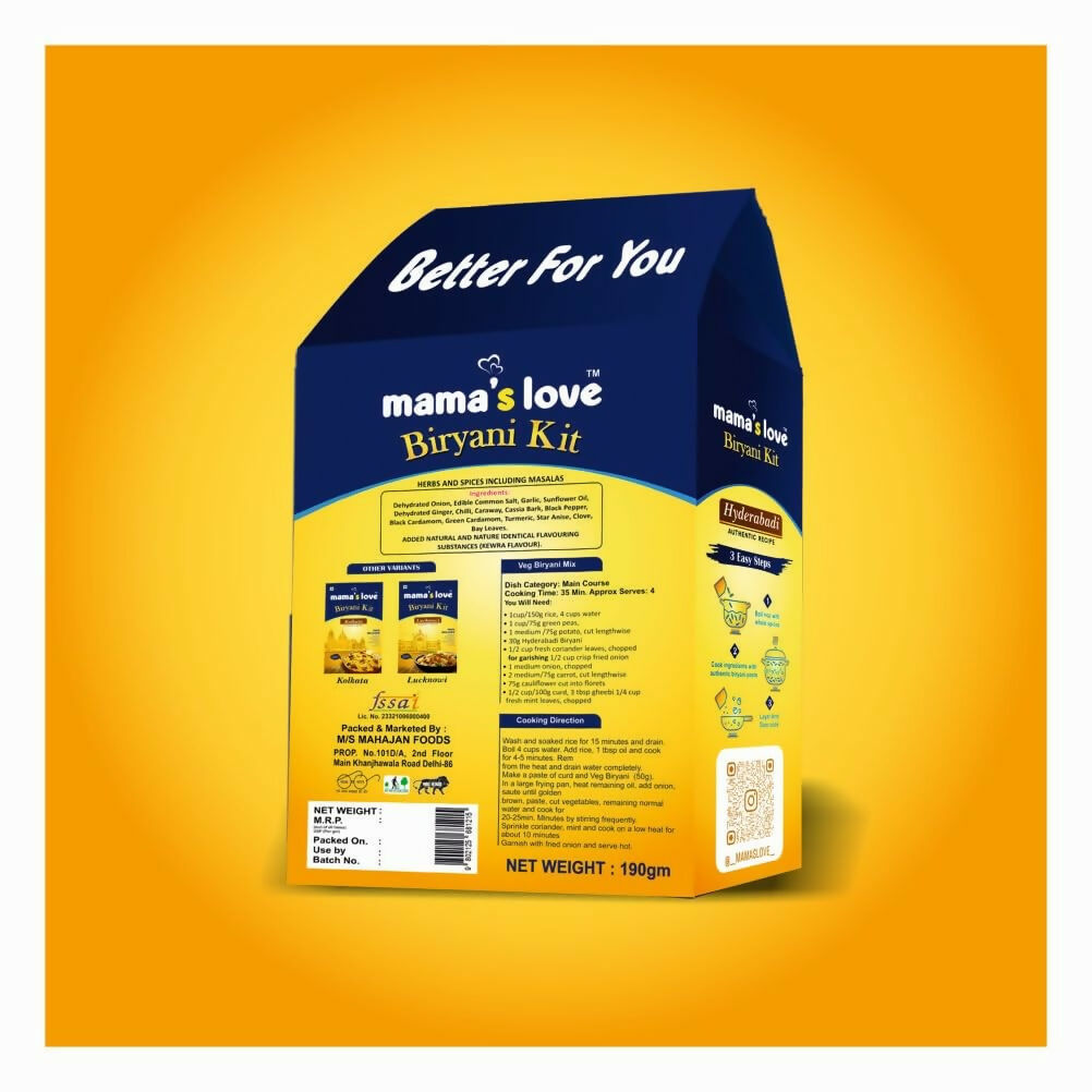 Mama's love Biryani Kit Hyderabadi - Authentic Recipe - Distacart
