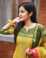 Thumbnail for Divine Drape Women's Cotton Printed Straight Kurta With Dupatta - Yellow