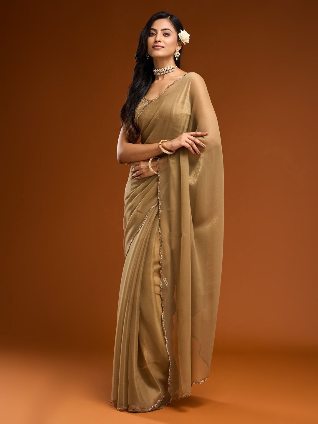 kasee Beads and Stones Embellished Saree - Distacart