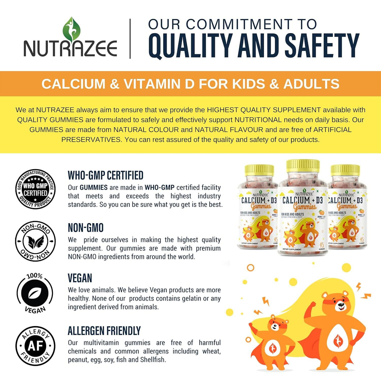 Nutrazee Calcium + D3 Gummies For Kids & Adults - Distacart