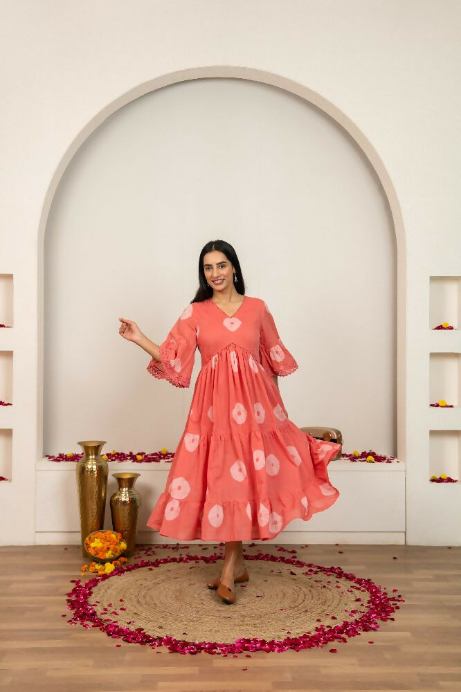 Joban Fashion Pink Tie & Dye Cotton Dress - Distacart