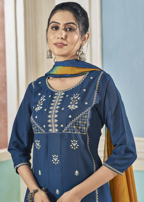 Jyoti Fashion Women's Morpich Pure Viscose Weaving Stripe with Embroidery Kurta Set - Distacart