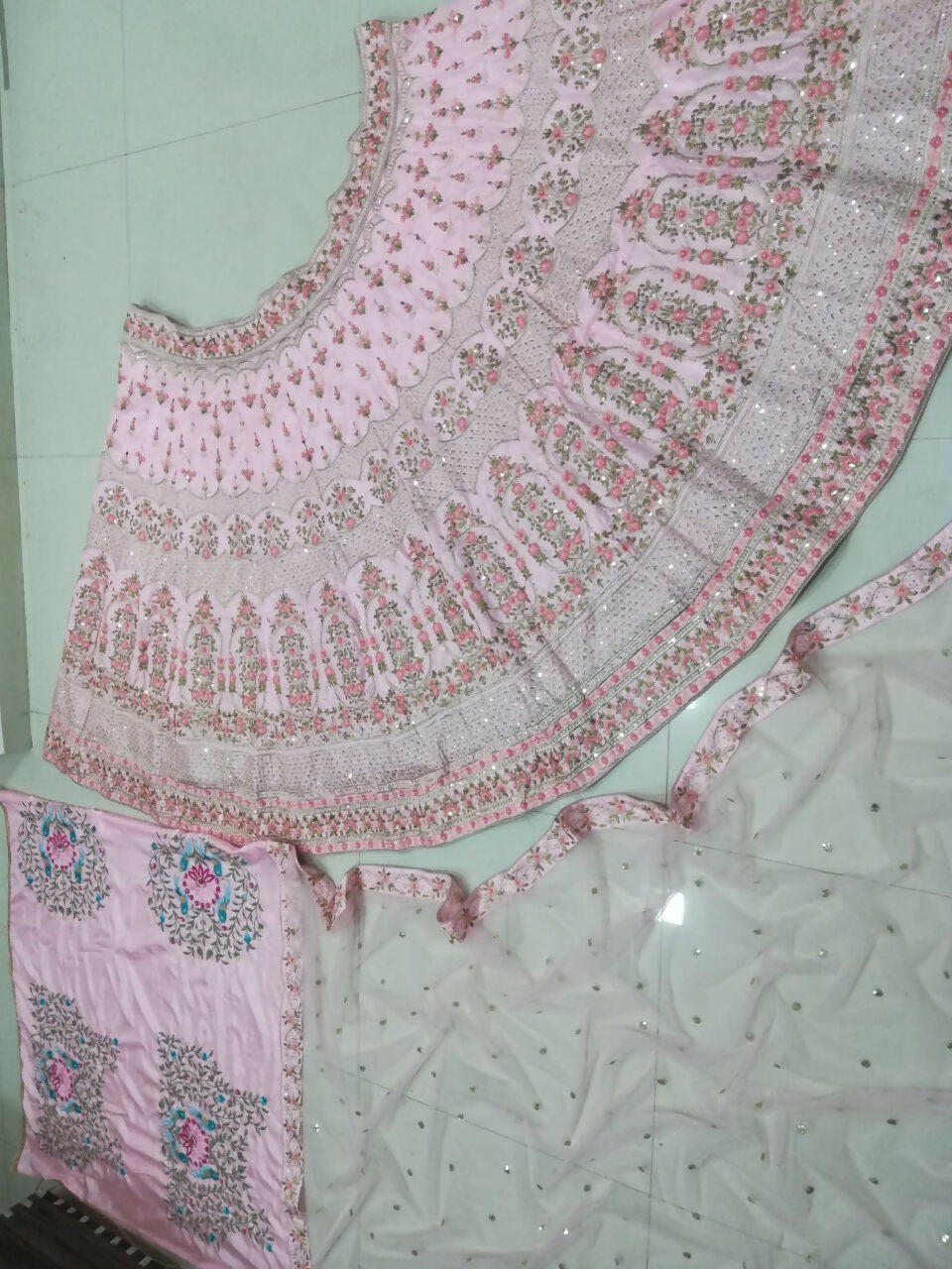 Jyoti Fashion Exclusive Baby Pink Silk 3MM Sequins with Jari & Thread Embroidery Lehenga Choli with Dupatta - Distacart