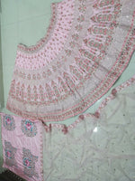 Thumbnail for Jyoti Fashion Exclusive Baby Pink Silk 3MM Sequins with Jari & Thread Embroidery Lehenga Choli with Dupatta - Distacart