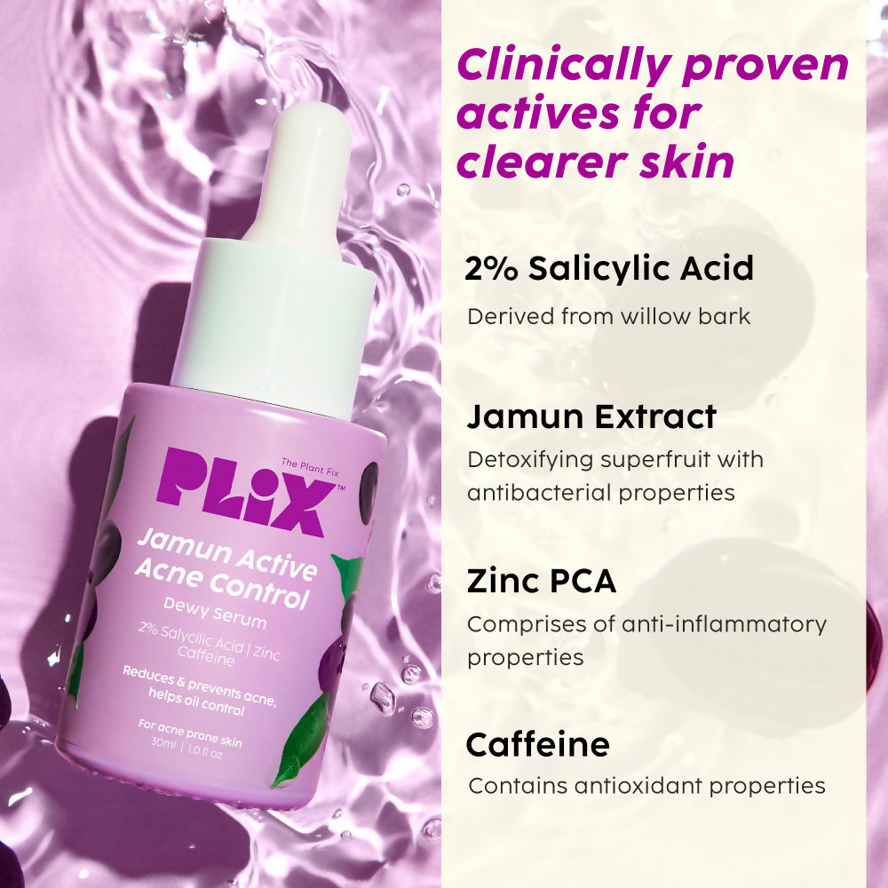 PLIX The Plant Fix Jamun Skincare With Cleanser, Body Wash & Active Acne Serum For Women & Men - Distacart