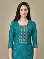 Thumbnail for Jyoti Fashion Women's Rama Rayon Embroidered Kurta Pant Set - Distacart