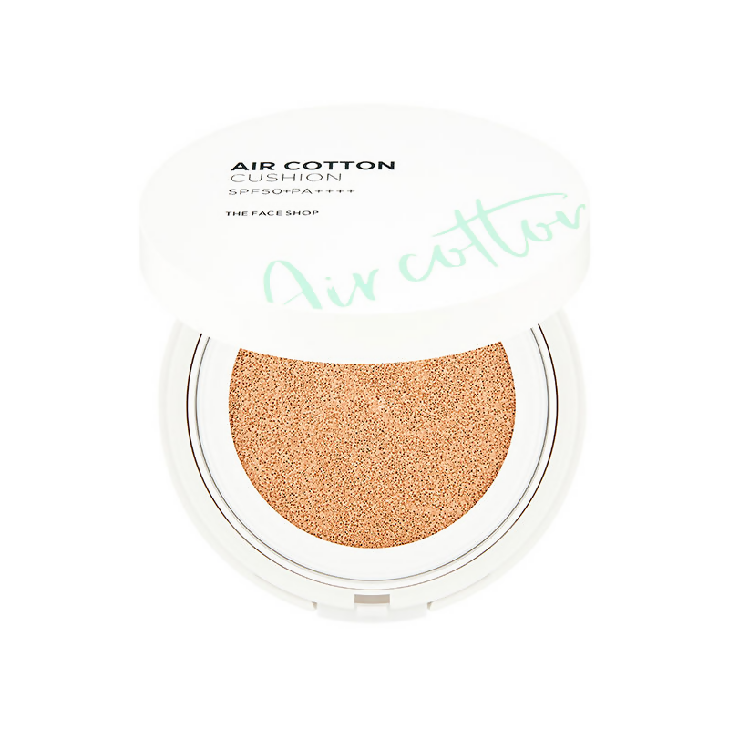 The Face Shop Air Cotton Cushion SPF 50+ PA++++ - 201 Light Beige - Distacart