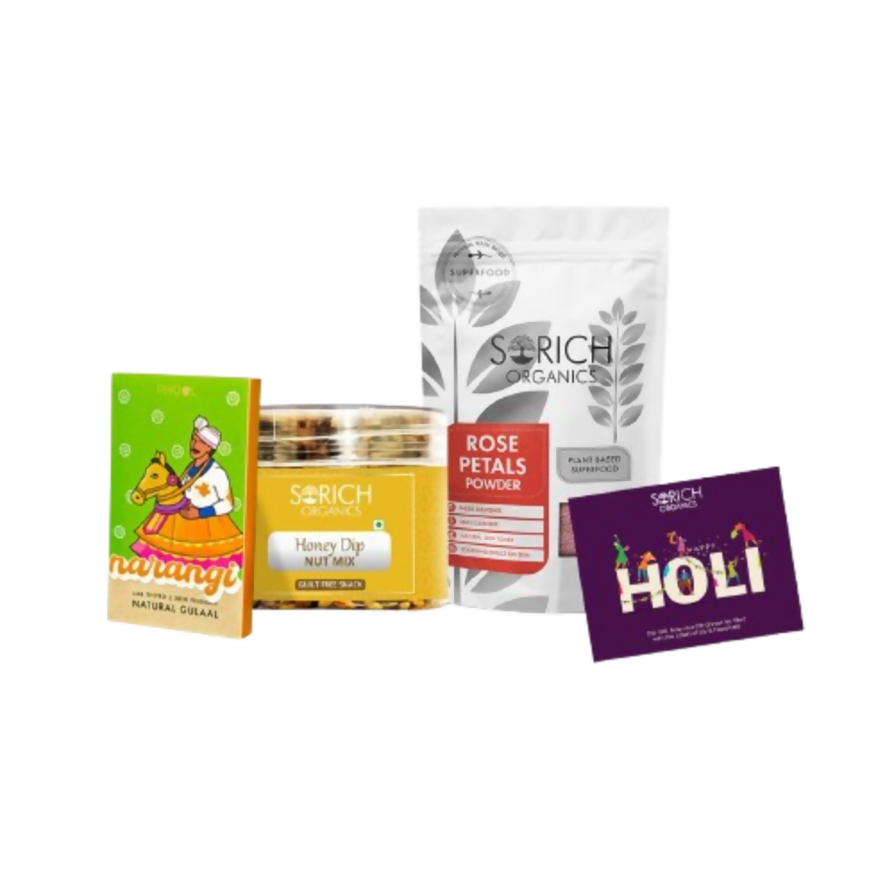 Sorich Organics Rose powder, Honey Dipped Nuts, Phool Gulal & Holi card - Distacart