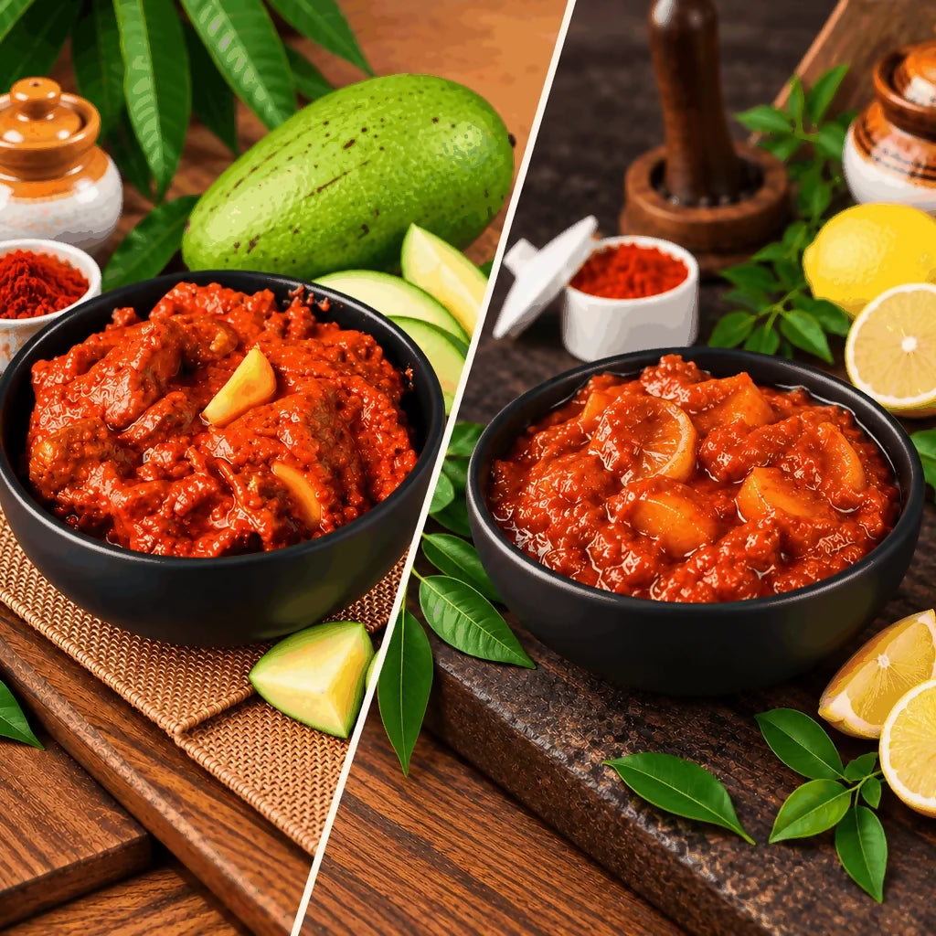 Tenali Ruchulu Pickles Combo: Mango Pickle + Lemon Pickle