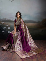 Thumbnail for Shree Shyam Fashion Wine Silk Blend Saree - Distacart