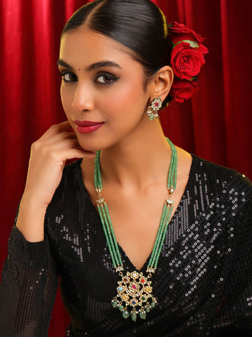 Ruby Raang Long Kundan Neckpiece With Earrings - Distacart