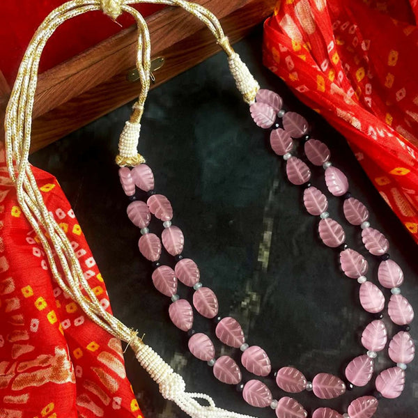 Joban Fashion Onion Pink Stone Semi Precious Carving Stone Partywear Double Layer Mala - Distacart