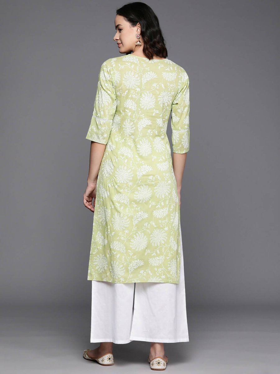 Ahalyaa Women's Traditional Wea Kurta Set - Pista Green - Distacart