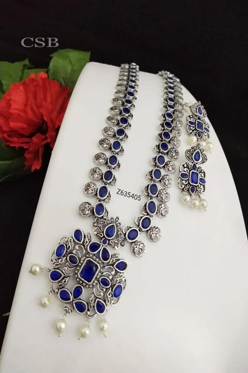 Vastrabhushan Handmade Oxidized German Silver Necklace Set - Dista