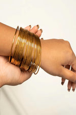 Thumbnail for Vastrabhushan Gold Bangle Set: Stackable Indian Chudi, Minimalist Ethnic Jewelry, Size 2.8 - Dista