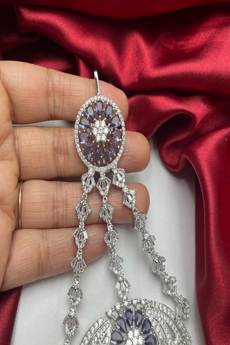 Vastrabhushan Royal Lavender Tanzanite Passa Jhumar - Dista