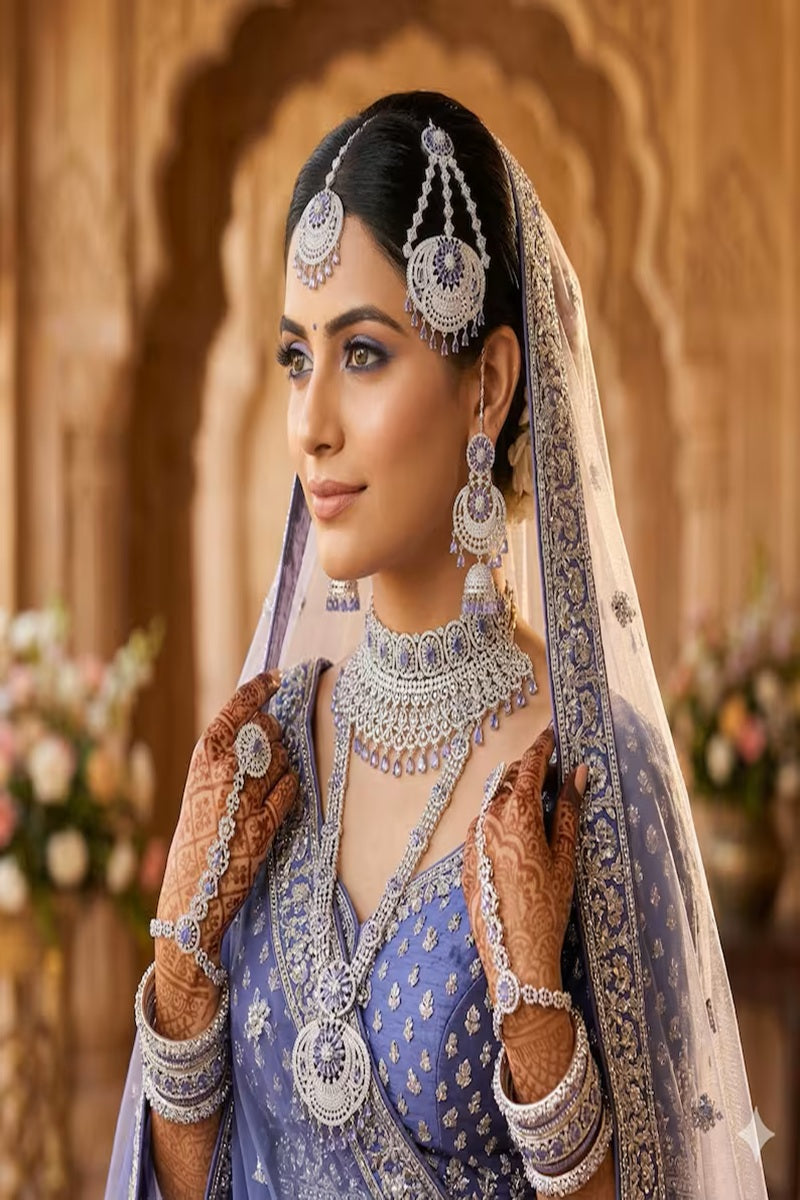 Vastrabhushan Royal Lavender Tanzanite Passa Jhumar - Dista